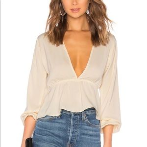 Superdown Skylar Deep V Top in Cream